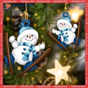 Cute Snowman Skiing Car Custom-shaped Christmas Acrylic Ornament