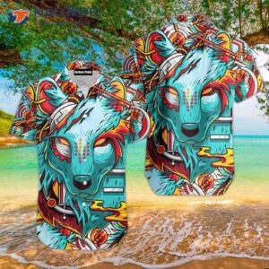 Cyber Wolf Dog Hawaiian Shirts