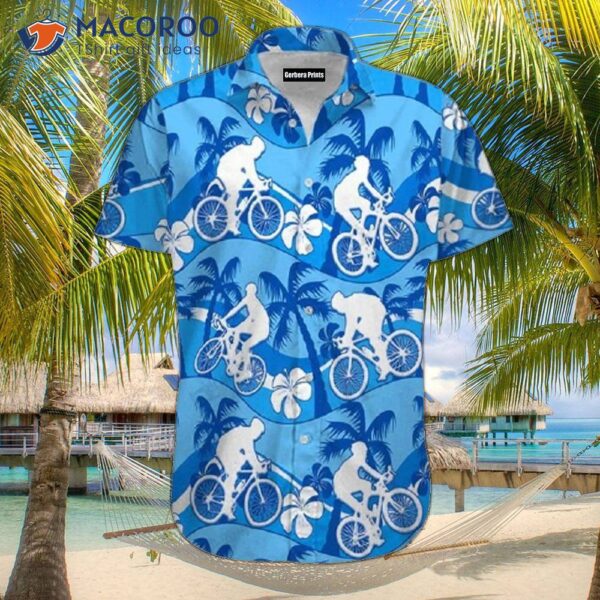 Cycling Tropical Blue Hawaiian Shirts
