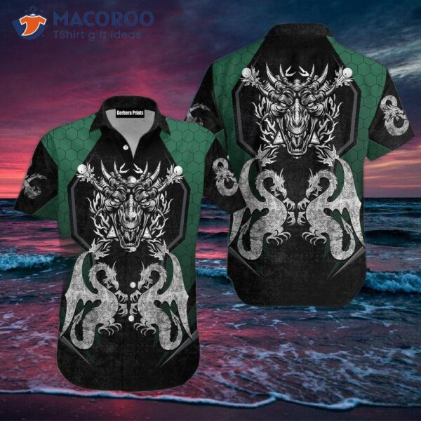 D&d Dungeon Master Dragon Black And Green Hawaiian Shirts