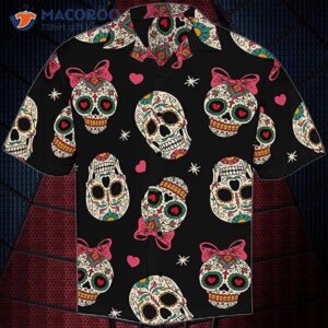 “da De Los Muertos (day Of The Dead) Mexican Sugar Skull Black Hawaiian Shirts”