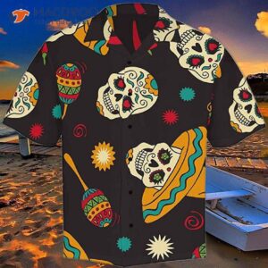 “da De Los Muertos Day Of The Dead Mexican Sugar Skull Brown Hawaiian Shirts”