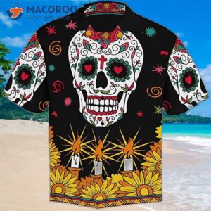“da De Los Muertos, Day Of The Dead, Mexican Sugar Skulls, And Black Hawaiian Shirts”