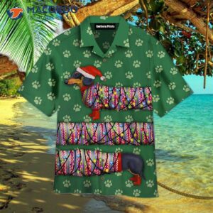 Dachshund Christmas Funny Green Hawaiian Shirt