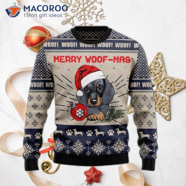 Dachshund Merry Woofmas Ugly Christmas Sweater