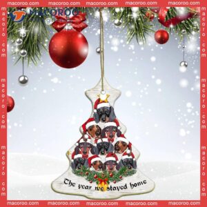 Dachshund-shaped Custom Ceramic Christmas Tree Acrylic Ornament