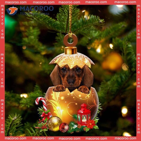 Dachshund-shaped Golden Egg Christmas Custom Acrylic Ornament