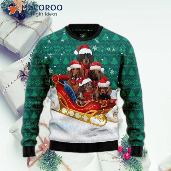 Dachshund Ugly Christmas Snow Sweater