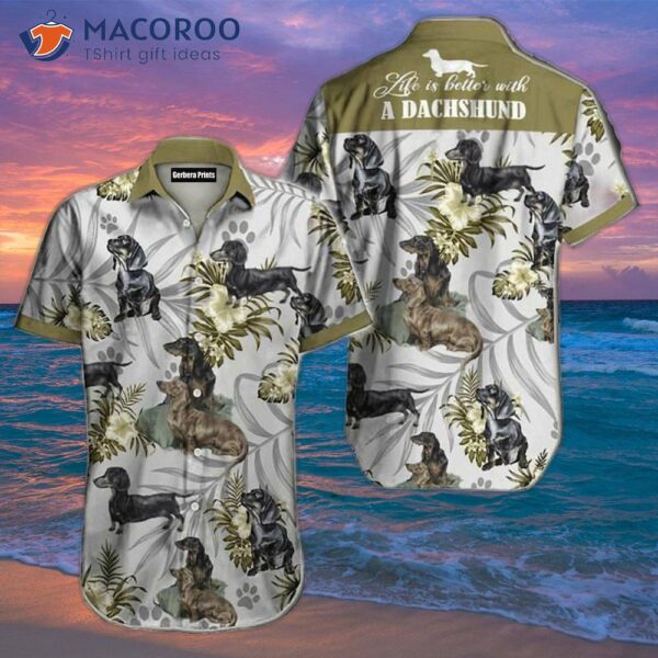Dachshunds And Tropical Hawaiian Shirts
