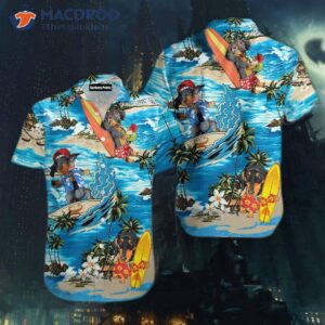 Dachshunds Surfing Tropical Hawaiian Shirt