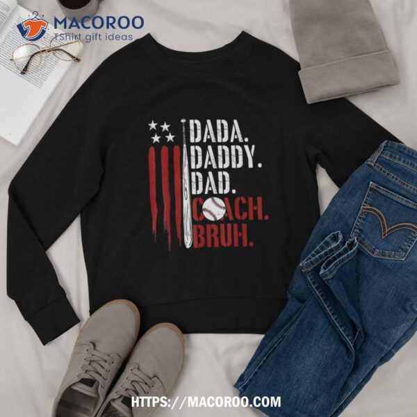 Dada Daddy Dad Bruh American Flag Baseball Coach Fathers Day Shirt