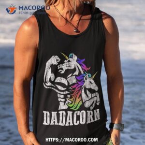 dadacorn fathers day gift for dad of unicorn daughter shirt tank top