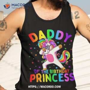 daddy of the birthday princess girl dabbing unicorn dad shirt tank top 3