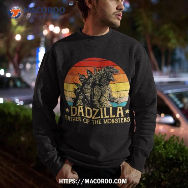 Dadzilla Father Of The Monsters Retro Vintage Sunset Shirt