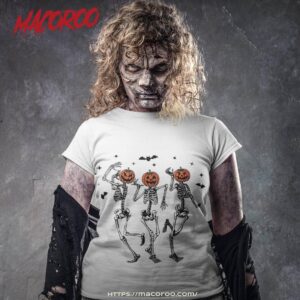 Dancing Skeletons With Pumpkin Heads Funny Halloween Shirt