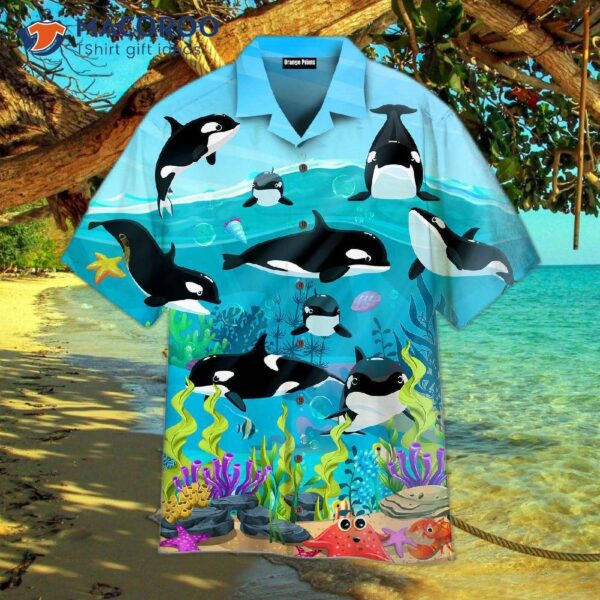 Dancing Whales Love The Ocean And Sky, Hawaiian Shirts.