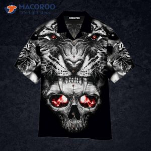 Dark Tattoo Skull Tiger Hawaiian Shirts