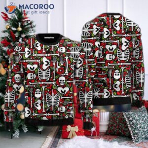 Day Of The Dead Dancing Skeleton Pattern Ugly Christmas Sweater