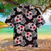 Day Of The Dead Gothic Sugar Skull Roses Halloween Pattern Black And White Hawaiian Shirts