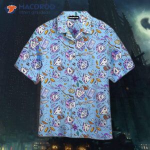 dd dice sword pattern blue hawaiian shirt 0