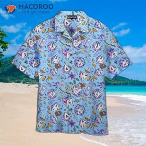 dd dice sword pattern blue hawaiian shirt 1