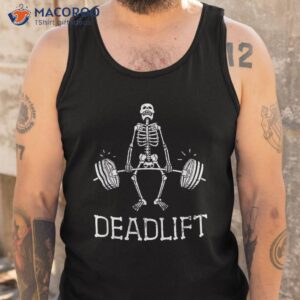 deadlift funny halloween skeleton weight lifting workout shirt tank top