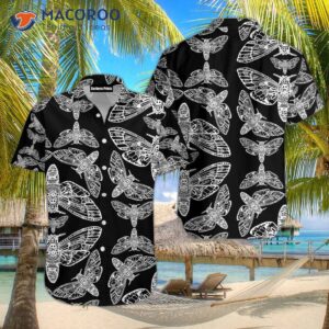 Death’s Moth Black Hawaiian Shirts