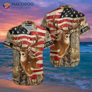 Deer-hunting America Flag Hawaiian Shirts