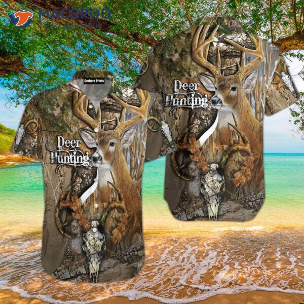 Deer Hunting Brown Hawaiian Shirts