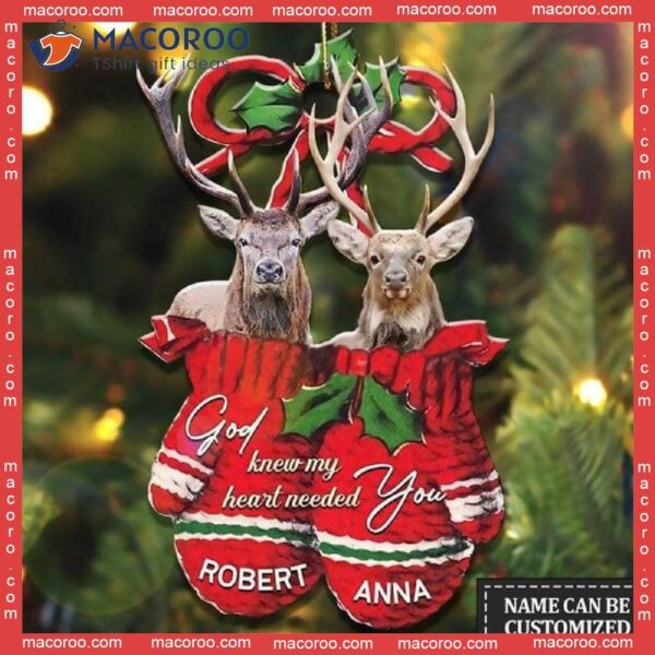 Deer Inside Custom-shaped Christmas Gloves Name Acrylic Ornament