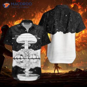 Deer Monochrome Mushroom And Black White Hawaiian Shirts