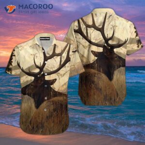 deer tropical brown hawaiian shirts 1