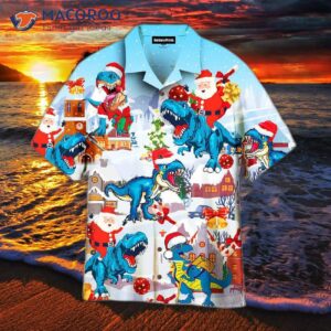 Dinosaur-jurassic Park Christmas Blue Hawaiian Shirts