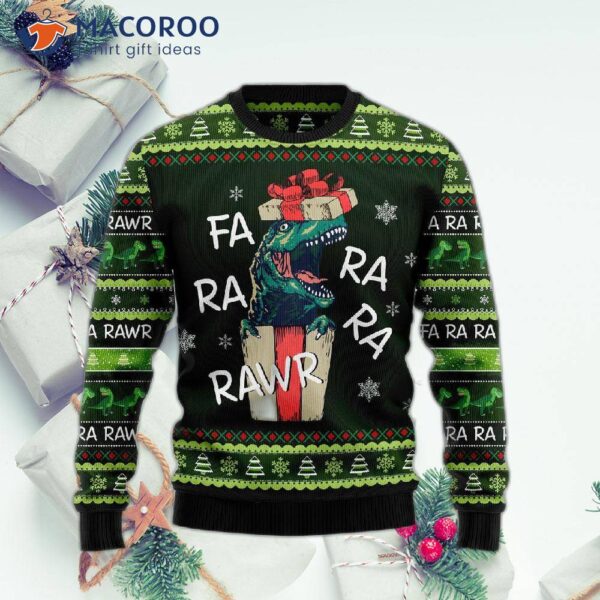 Dinosaur Jurassic Park Farararawr Ugly Christmas Sweater Gift