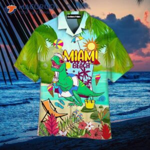 Dinosaur Jurassic Park Miami Beach Summer Cool Hawaiian Shirts