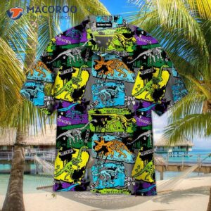 Dinosaur Jurassic Park Skeleton Colorful Pattern Hawaiian Shirts