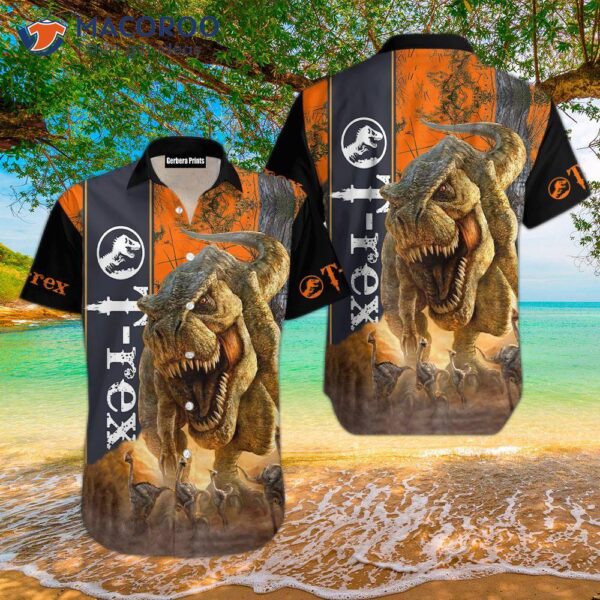 Dinosaur Jurassic Park T-rex Hunting Hawaiian Shirts