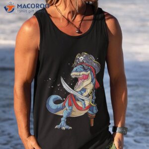 dinosaur t rex pirate shirt jolly roger halloween gifts tank top