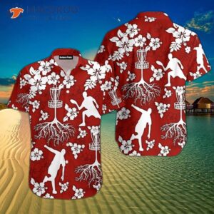 Disc Golf Tree Hibiscus Red Hawaiian Shirts