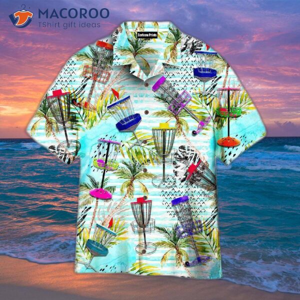 Disc Golf Tropical Palm Tree Pattern Hawaiian Shirts