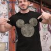 Disney Mickey Mouse Cheetah Print Silhouette Fill Short Sleeve Shirt