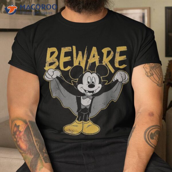 Disney Mickey Mouse Dracula Costume Beware Retro Shirt