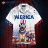 Dog And American Flag Bulldog 4th Of July Fireworks White Independence Day Patriotic Hawaiian Shirts