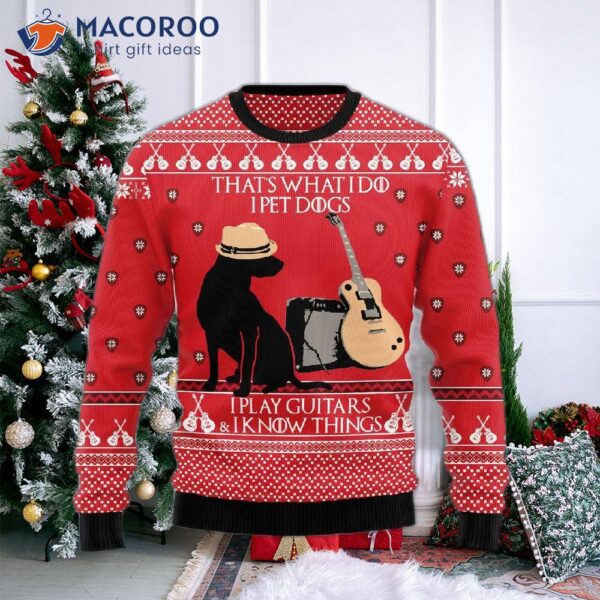 Dog-guitar Ugly Christmas Sweater