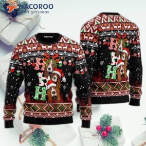Dog Lover Basset Hound “ho Ho Ho” Ugly Christmas Sweater