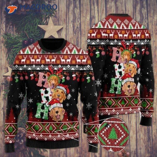 “dog Lover Golden Retriever ‘ho Ho Ho’ Ugly Christmas Sweater”