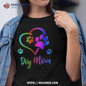Dog Mom Dog Paw Print Cute Puppy Breeds Black Shirt