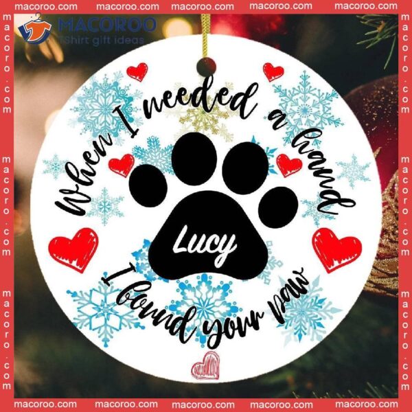 Dog Paw Custom Name Christmas Ceramic Ornament