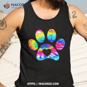 dog paw heart print tie dye for dog mom or cat mom shirt tank top 3 1