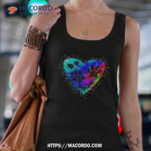 dog paw heart print tie dye for dog mom or cat mom shirt tank top 4